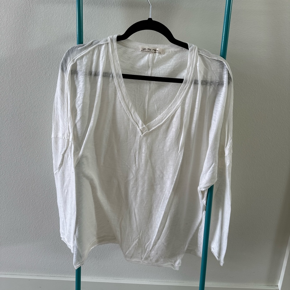 We The Free (Free People) oversized long sleeve white t-shirt